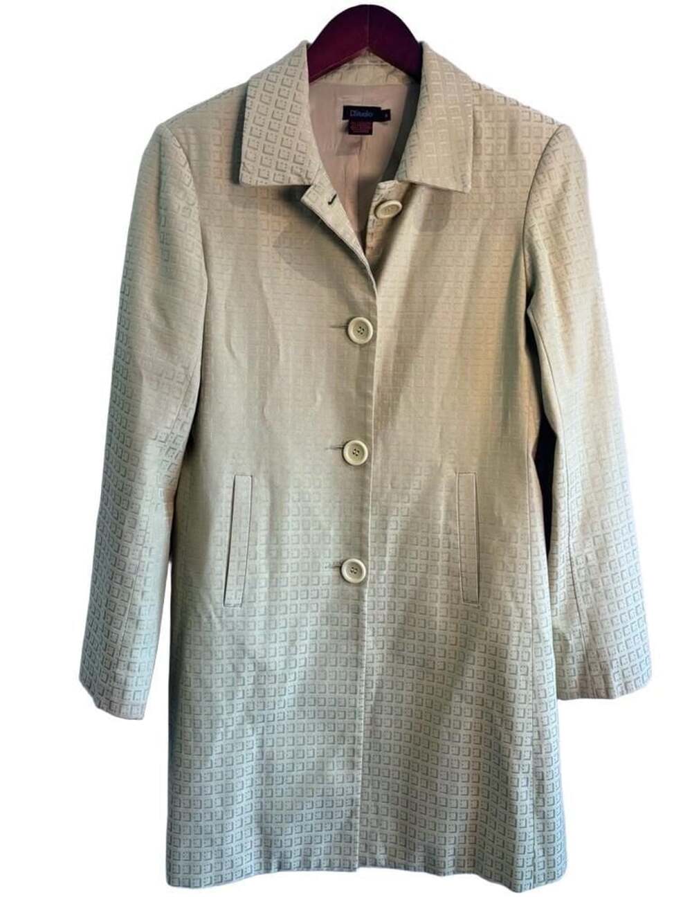 DStudio Geometric Pattern Button Trench Coat Size 4